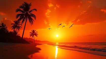 Sunset Serenade: Palm Tree Silhouettes