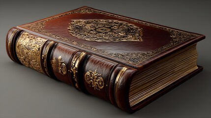 A leather bound book with gold embossing on the spine. generated using AI