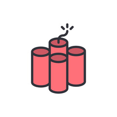 Obraz premium Fireworks colored icons, minimalist vector illustration ,simple transparent graphic element .Isolated on white background