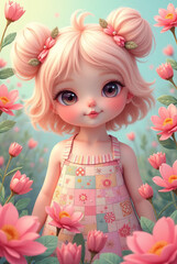 Fototapeta premium little girl with flowers