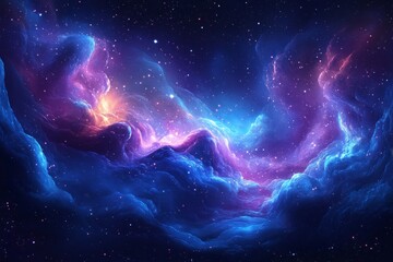 Cosmic nebula, swirling gas, starfield, space background, science fiction art