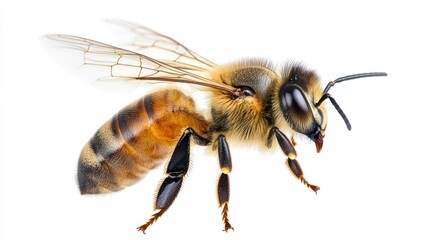 Magnificent Honeybee in Flight: A Close-Up Portrait