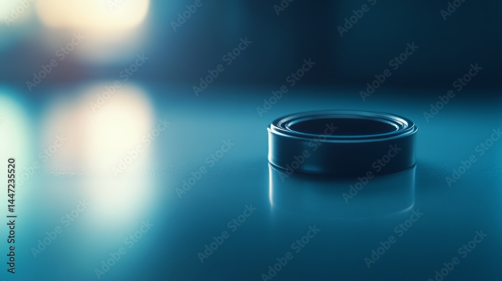 Poster single black rubber gasket is featured on a light surface, highlighting its detailed pattern and des
