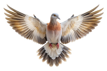 Obraz premium Dove with open wings against a featureless bright canvas isolated on transparent background.