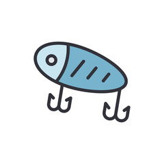 Fish bait colored icons, minimalist vector illustration ,simple transparent graphic element .Isolated on white background