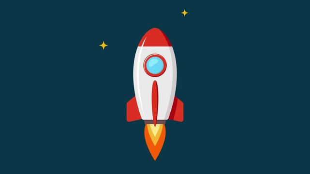 Animation of a rocket with a background of twinkling stars
