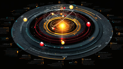 3D Illustration of Solar System with Planets and Orbits in Space