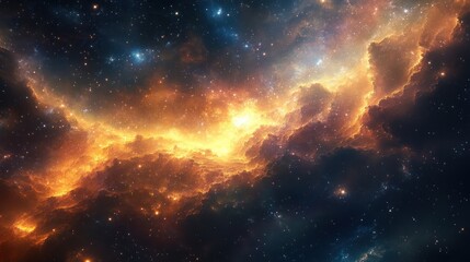 Obraz premium Cosmic Nebula: A Celestial Tapestry of Fire and Stardust
