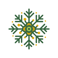 Snowflake icon with green and yellow accents