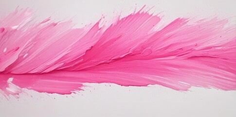 Obraz premium A single, vibrant pink brushstroke, textured, on pure white , color, bold