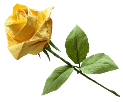 Beautiful yellow rose crafted from paper for creative design use