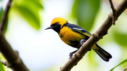 Naklejka premium Golden-headed manakin (Ceratopipra erythrocephala), in Colombia