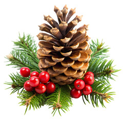 Christmas Pine Cone with Holly Berries: Festive Holiday Image