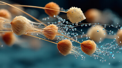 Abstract Image of Floating Organic Forms with Water Bubbles