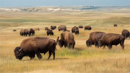 Bison Grazing on the Great Plains