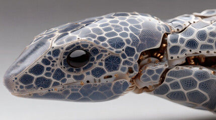 Abstract representation of biomechanical lizard with intricate patterns