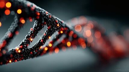 Abstract Representation of DNA Structure with Glossy Red Beads