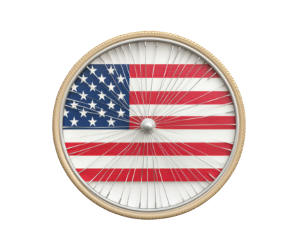 Bicycle wheel with American flag design for patriotic events