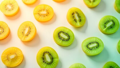 kiwi fruit sliced segments isolated on white background