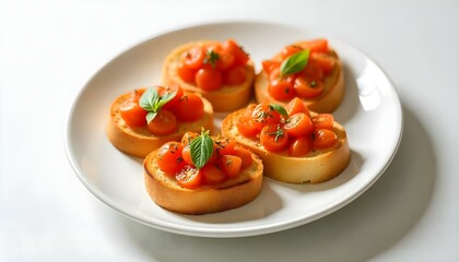 Traditional spanish Bruschettaon white background