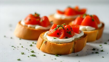 Traditional italian Bruschetta on white background