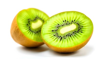 sliced Kiwi fruit isolated on white background