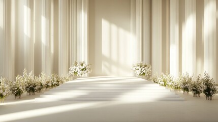 Elegant white ceremony space