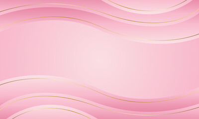 Elegant pink luxury background with golden wavy lines. Suitable for beauty design, templates, banners, cards, covers, awards, sales, events, websites, pages and more