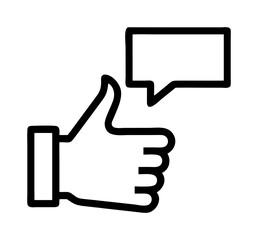 Obraz premium Hand with thumb up and rectangular speech bubble