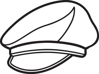 beret cap line art, black outline, vector and illustration, coloring book page line art drawing
