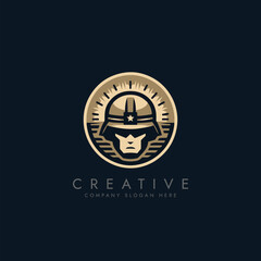 Military helmet logo vecto .Military helmet logo with military theme vector design 