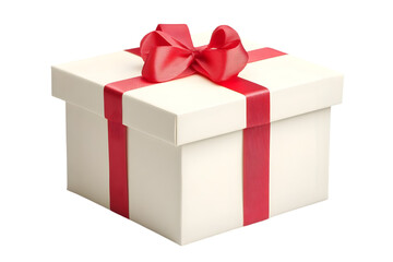 Realistic Gift Box With Red Ribbon And Bow Isolated On Transparent Background Illustration