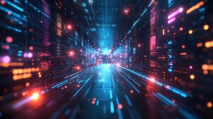 Digital Data Stream: A Futuristic Tunnel of Information