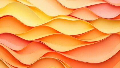 Abstract Paper Carving, Vibrant Coral and Peach Wave Patterns, Nature Inspired Layered Design
