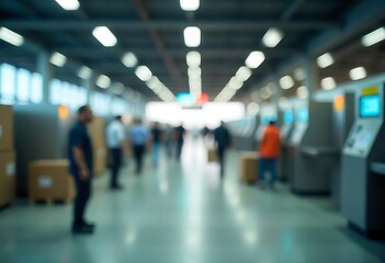 Generative AI, Blurred Office Space with Employees and Technological Infrastructure