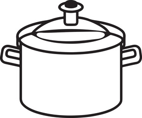 pressure cooker line art, black outline, vector and illustration, coloring book page line art drawing