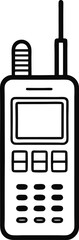Vintage mobile phone or classic portable two way radio drawn in minimalist continuous line art style for retro technology lovers communication history enthusiasts or decor designs