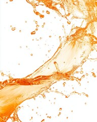 Orange juice splatters in the air