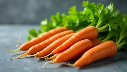 selective focus of celery near carrots, ripe apple and green vegetables on grey