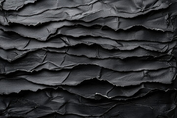 Textured black layered paper with rough edges and shadows