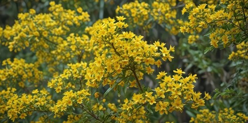 Obraz premium Asymmetrical cluster of vibrant yellow Peltophorum pterocarpum blossoms, uneven distribution , nature, Peltophorum pterocarpum, flower macro