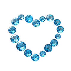 Obraz premium Stunning Blue Diamonds Arranged in a Heart Shape isolated on transparent background