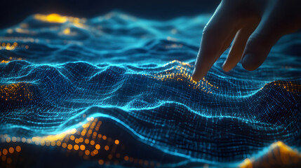 Using digital radar to map terrain, communication technology concept