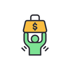 Debt weight colored icons, minimalist vector illustration ,simple transparent graphic element .Isolated on white background