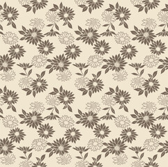 Japanese Garden Flower Leaf Vector Seamless Pattern