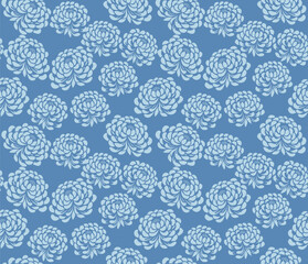 Japanese Chrysanthemum Flower Vector Seamless Pattern