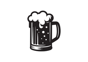 Beer mug silhouette Vector isolated on white background