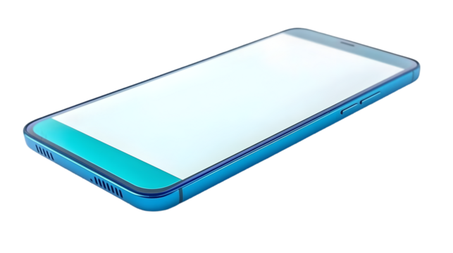 Realistic Turquoise Smartphone Illustration with Transparent Background