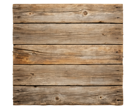 Rustic wooden plank surface with natural weathered texture on a transparent background