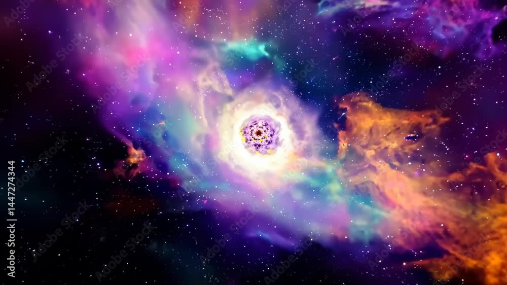 Wall mural vivid cosmic dreamscape in a mesmerizing nebula of colors: exploring the mysteries of space and the 